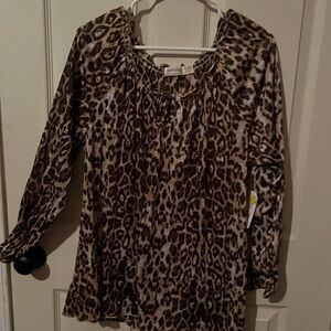 Faded Glory Leopard Print Blouse XL